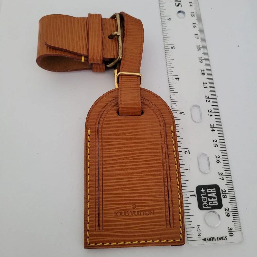Louis Vuitton Epi Leather Luggage Tag and Poignet Set Kenyan Fawn Brown Vintage